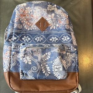 Herschel Supply Co. Heritage backpack blue and white with a brown faux leather